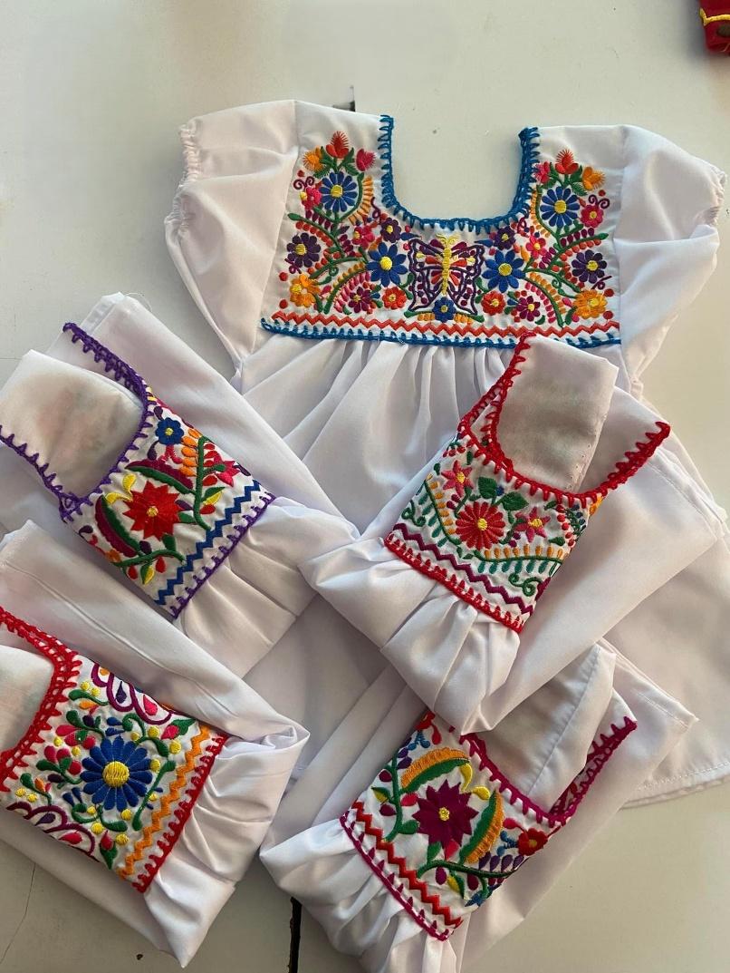 Mexican Puebla Blouse and Cotton with Silk Embroidery