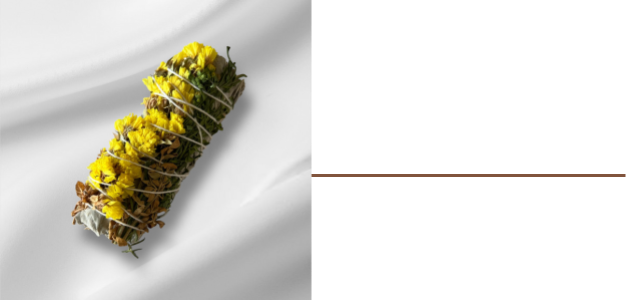 White sage with Rue and Yellow Sinuata