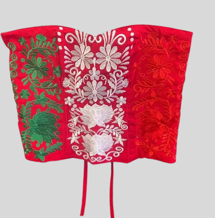 CORSET – long floral embroidery with lace